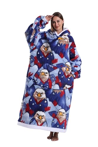 Capecage Blanket Hoodie Long Hooded Blanket Sweatshirt as Birthday Gifts for Women Men Long Wearable Blanket for Women Men Eagle - Image 1