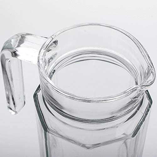 CYNFLEES CYNFLEES Glass Water Jug with Lid, Multipurpose Jug, Transparent Beverage Carafe for Home, Office, Pitcher for Serve Water, Milk, Juice, Beverage, Cocktail (Hexa 1100ML - 2 pcs)  - Image 4