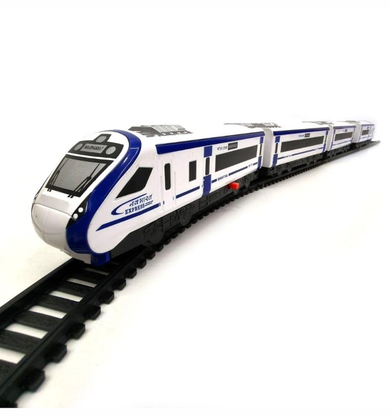 Centy Nav Bharat Electric Blue Express Bullet Train Set, Battery Operated Electric Locomotive Toy with Interlocking Tracks & Coaches, Track Changer Feature Toy Train Set for Kids 3+ Years - Image 2