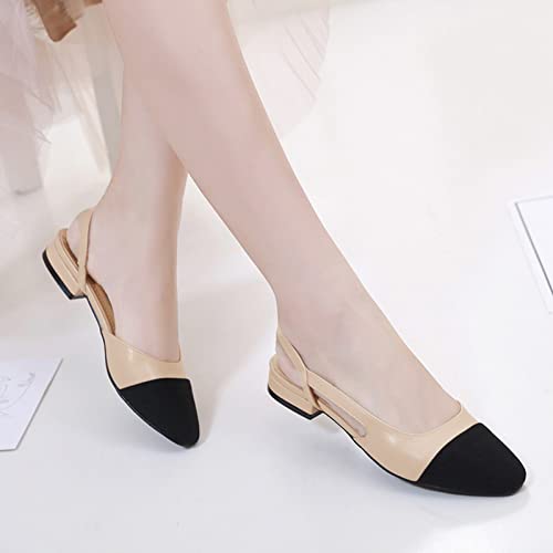 MICIFA Women's Slingback Flat Pumps, Round Toe Low heel Sandals Fashion Splicing Dress Shoes for Women - Image 4