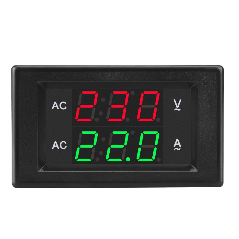 DROK Volt Amp Meter, AC 500V 100A Digital Voltmeter Ammeter Panel, 0.39 Inches LED 2in1 Multimeter, 2-Wire Voltage Amperage Tester Gauge with Current Transformer - Image 2