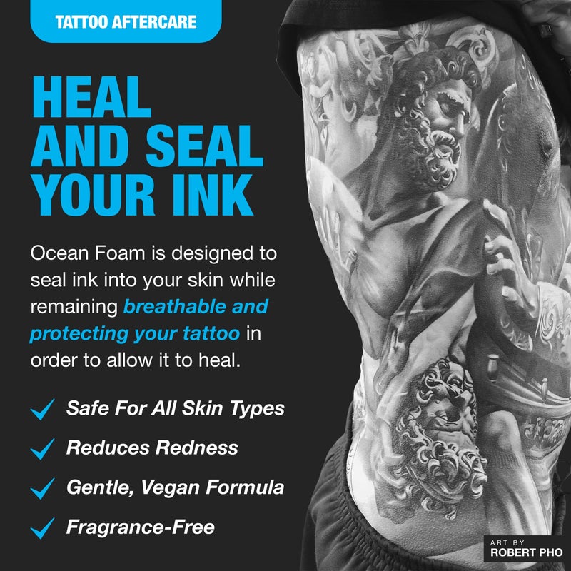 H2Ocean Ocean Foam Tattoo Aftercare, Water Based Ink Sealer & Skin Moisturizer 2oz - Image 2