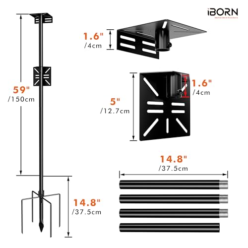 iBorn Camera Bird Feeder Pole 3in1 Compatible Bird Feeder Poles for Outdoors Heavy Duty63inch Adjustable Height Bird House Pole Mount Kit Bracket Universal for Smart FeederBirdhouse - Image 3