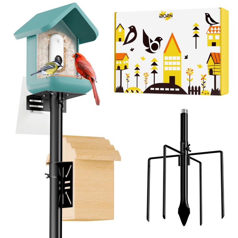 iBorn Camera Bird Feeder Pole 3in1 Compatible Bird Feeder Poles for Outdoors Heavy Duty63inch Adjustable Height Bird House Pole Mount Kit Bracket Universal for Smart FeederBirdhouse - Image 2