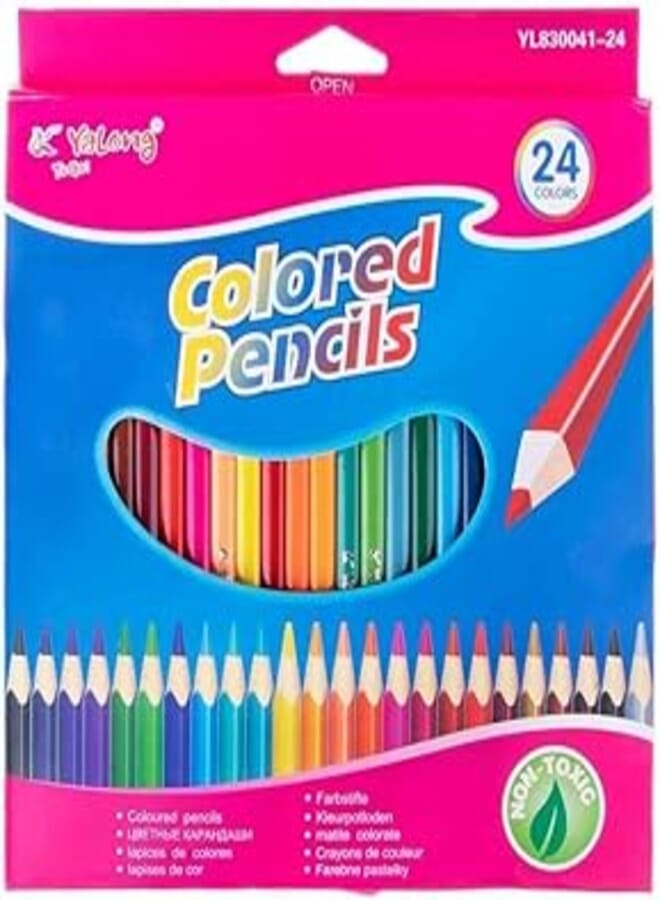 Yalong Plastic Colored Pencil Triangle Bright 24 Colors