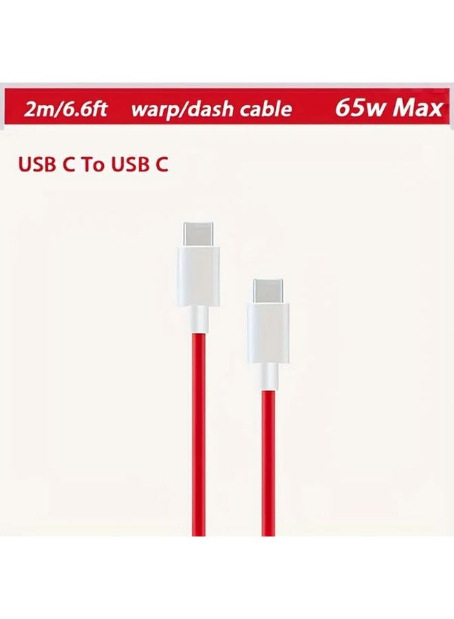 Oneplus Warp Charge SuperVooc شاحن سريع كابل Type C 65W PD 78 74بوصة حبل - Image 1