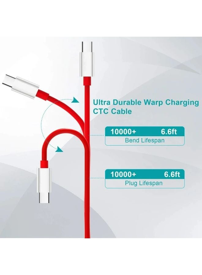 Oneplus Warp Charge SuperVooc شاحن سريع كابل Type C 65W PD 78 74بوصة حبل - Image 3