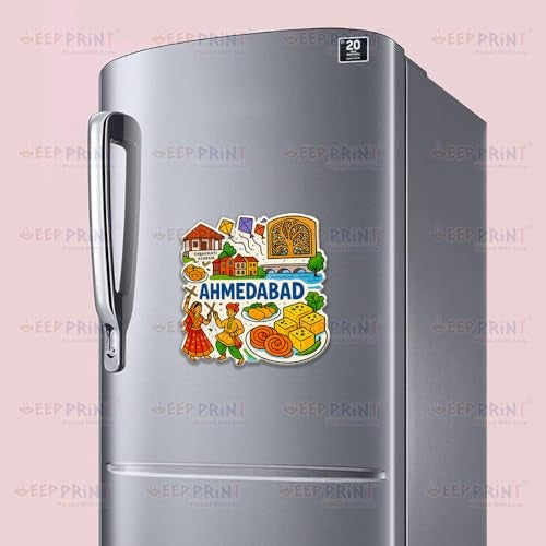 Deep Print Acrylic Fridge Magnet – Indian States Theme | 7.6x7.6 cm | Sparkle Finish | Decorative Souvenir Magnet for Fridge (Multiple State Variants) (Ahmedabad) - Image 4
