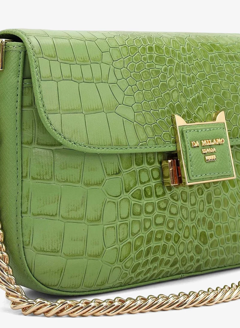 Da Milano Kiwi Small Croco Leather Shoulder Bag - Kiwi for Women | Best Price UAE