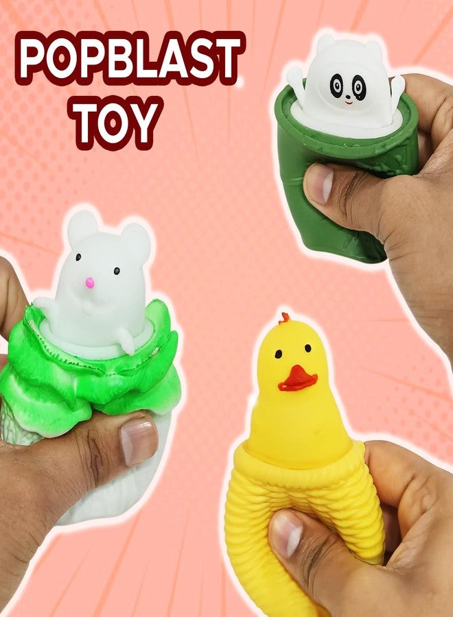 أن أتش آر لعبة NHR Pop Up Animal Squishy للأطفال، لعبة سيليكون ناعمة لتخفيف التوتر مع أرنب وبطة، ألعاب ضغط لتخفيف التوتر للأطفال الصغار والأطفال (عبوة من 3 قطع) - Image 3