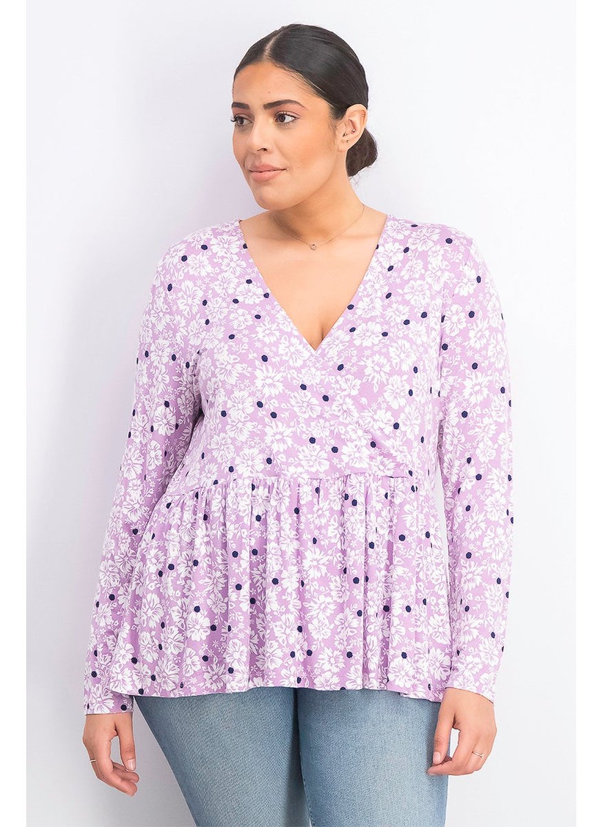 Women V-neck Long Sleeve Floral Print Top, African Violet - pzsku/ZB48CF1DCE7D8DCD05F7CZ/45/_/1724350966/68929657-47d0-4f29-9afd-b2a598168b3b