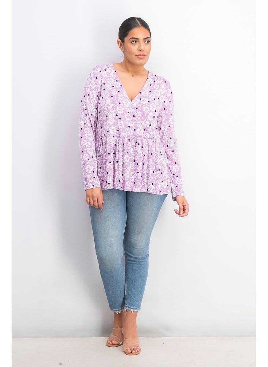 Women V-neck Long Sleeve Floral Print Top, African Violet - pzsku/ZB48CF1DCE7D8DCD05F7CZ/45/_/1740495309/96e1d563-093e-4006-b86b-461de710528a