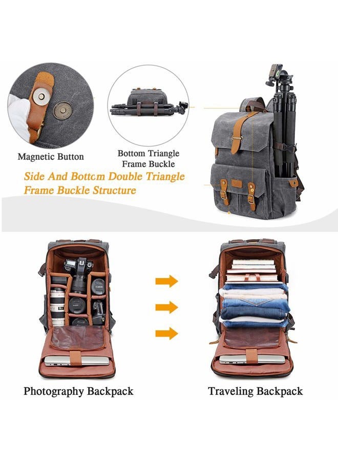 UBAYMAX Camera Backpack, DSLR SLR Waterproof Canvas Camera Bags Rucksack 15.6 inch Laptop Bag Travel Bag for Canon Nikon Sony Camera and Lens Tripod Accessories - Image 4