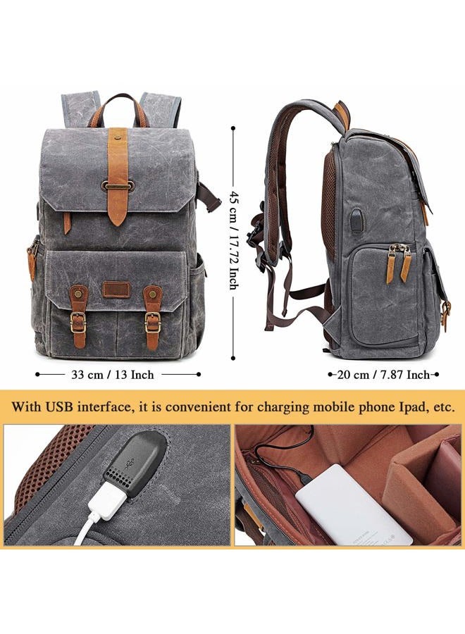 UBAYMAX Camera Backpack, DSLR SLR Waterproof Canvas Camera Bags Rucksack 15.6 inch Laptop Bag Travel Bag for Canon Nikon Sony Camera and Lens Tripod Accessories - Image 3