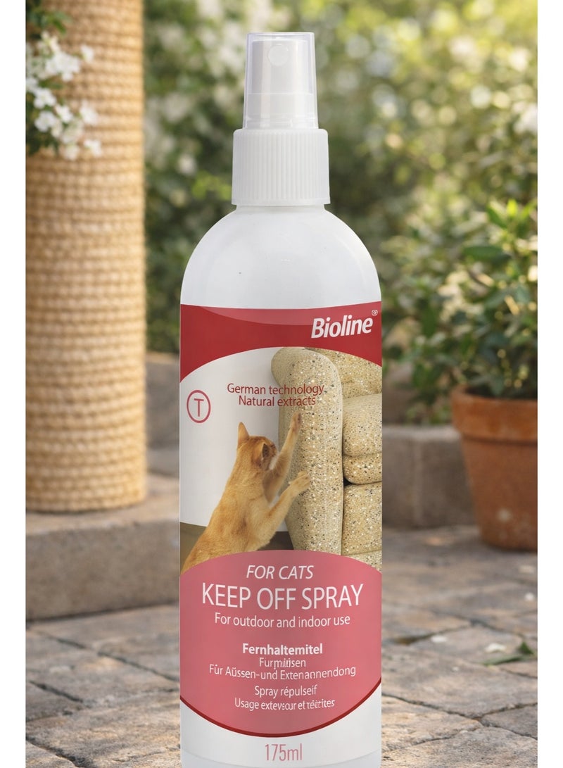 Keep Off Spray for Cats 175ml - Natural Pet Repellent for Indoor and Outdoor Use to Prevent Scratching and Protect Furniture Effectively