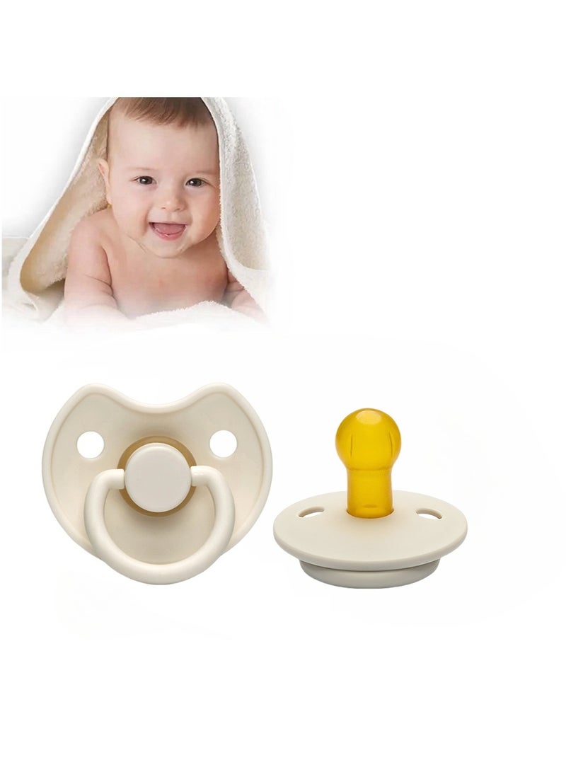 joybuy Natural Latex Pacifier, Newborn Baby Pacifier, Pacifier for Baby, Baby Latex Pacifier, Super Soft Sleeping Pacifier, With Storage Packing, Natural Latex Round Head Pacifier (White) - Image 1