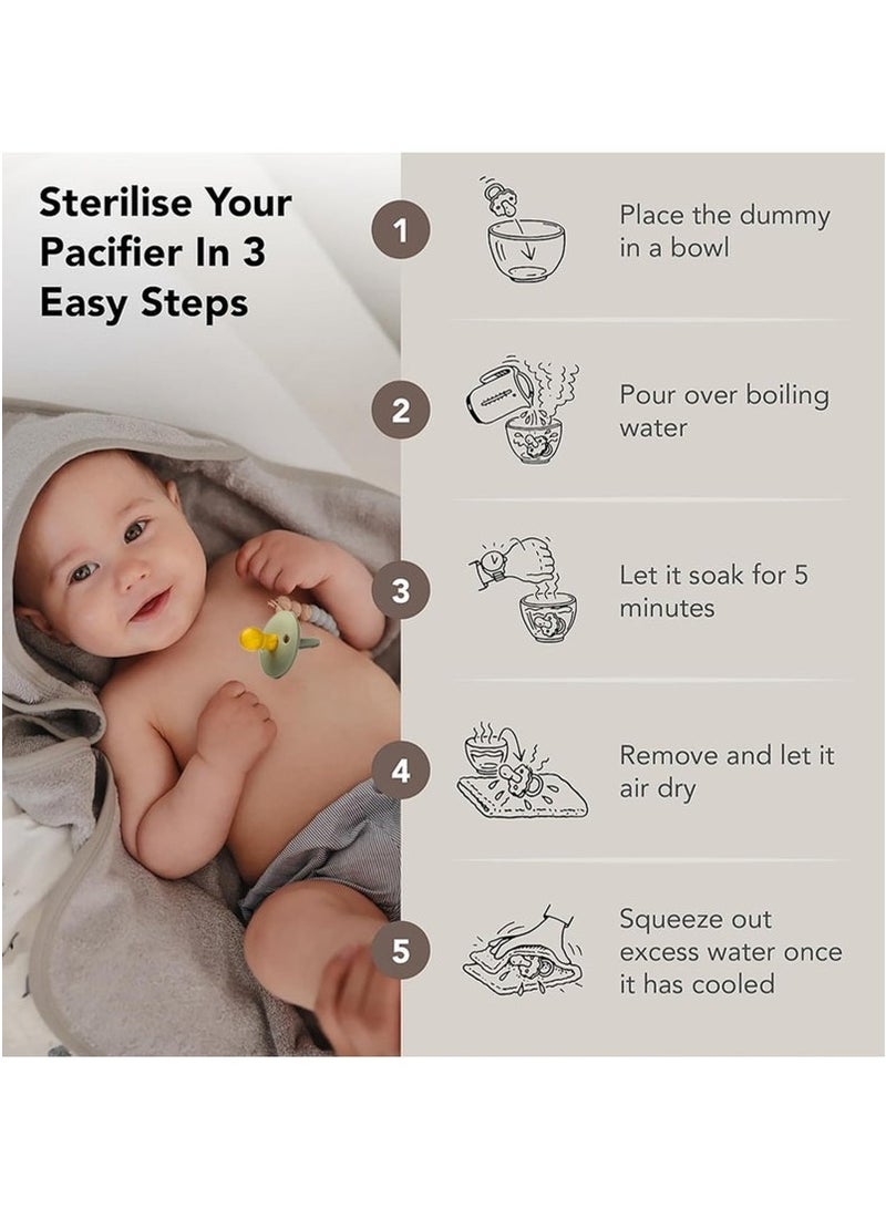 joybuy Natural Latex Pacifier, Newborn Baby Pacifier, Pacifier for Baby, Baby Latex Pacifier, Super Soft Sleeping Pacifier, With Storage Packing, Natural Latex Round Head Pacifier (White) - Image 3