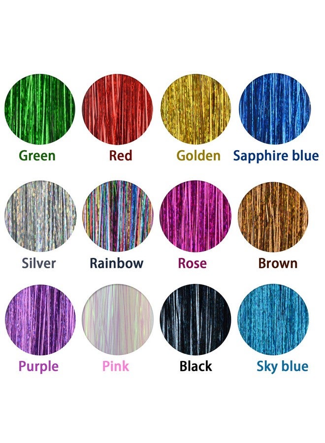 يتبيت طقم مشابك شعر مع أدوات 47 بوصة 2400 خصلة 12 لونًا وصلات شعر للنساء والفتيات إكسسوارات شعر لعيد الميلاد ورأس السنة والهالوين وحفلات التنكر - Image 1