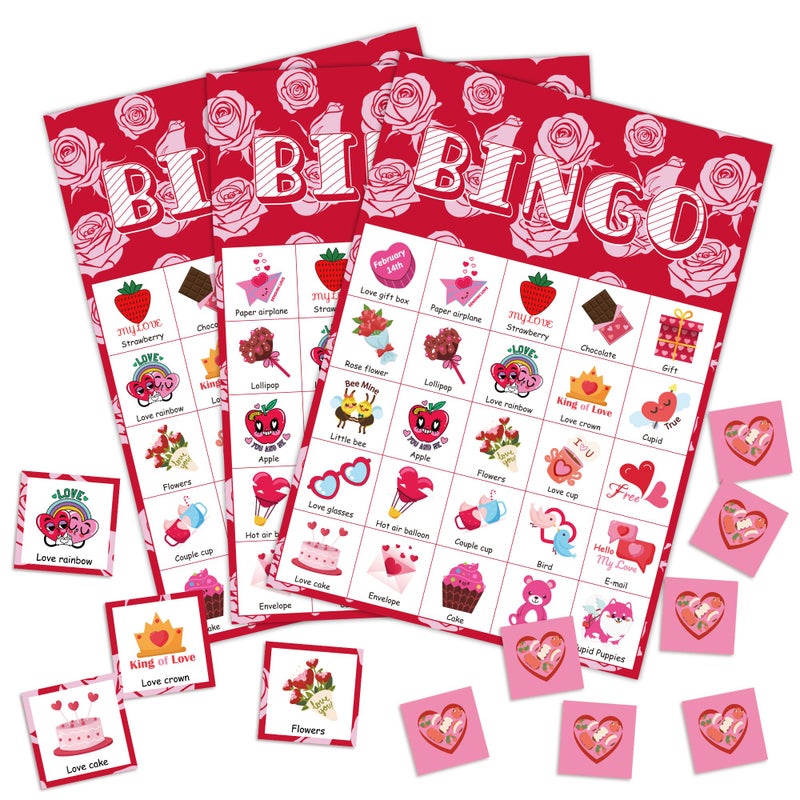 OHOME Valentines Crafts for Kids Valentines Bingo Cards Kids Gifts for School Classroom 24 Players Valentines Day Accessories Party Favors Valentine Toys Games for Boy Girl - Image 4