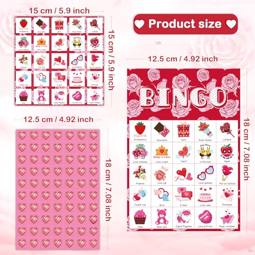 OHOME Valentines Crafts for Kids Valentines Bingo Cards Kids Gifts for School Classroom 24 Players Valentines Day Accessories Party Favors Valentine Toys Games for Boy Girl - Image 5
