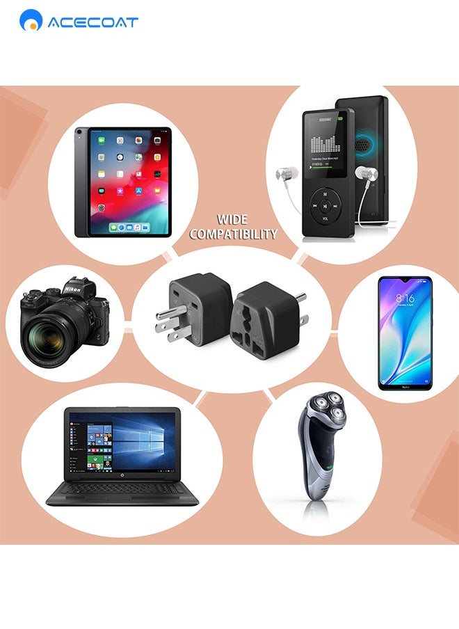 ايسكوت قابس محول الهند الأمريكي، الهند إلى الولايات المتحدة الأمريكية، اليابان، كندا والمزيد - قابس محول السفر العالمي من النوع B - أسود - 3 عبوات  - Image 4