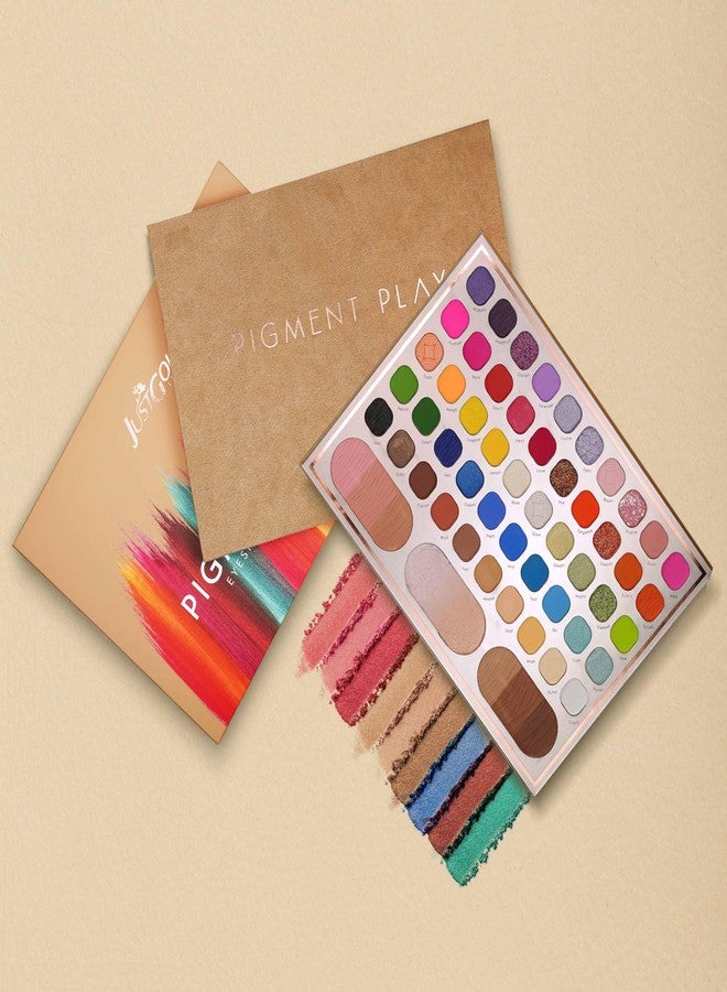 JUST GOLD Justgold Pigment Play Eyeshadow Palette with 59 Vibrant Colors, including Matte and Shimmer Finishes, Offering Richly Pigmented and Blendable Shades for a Flawless Eye Look (#01) - Image 1