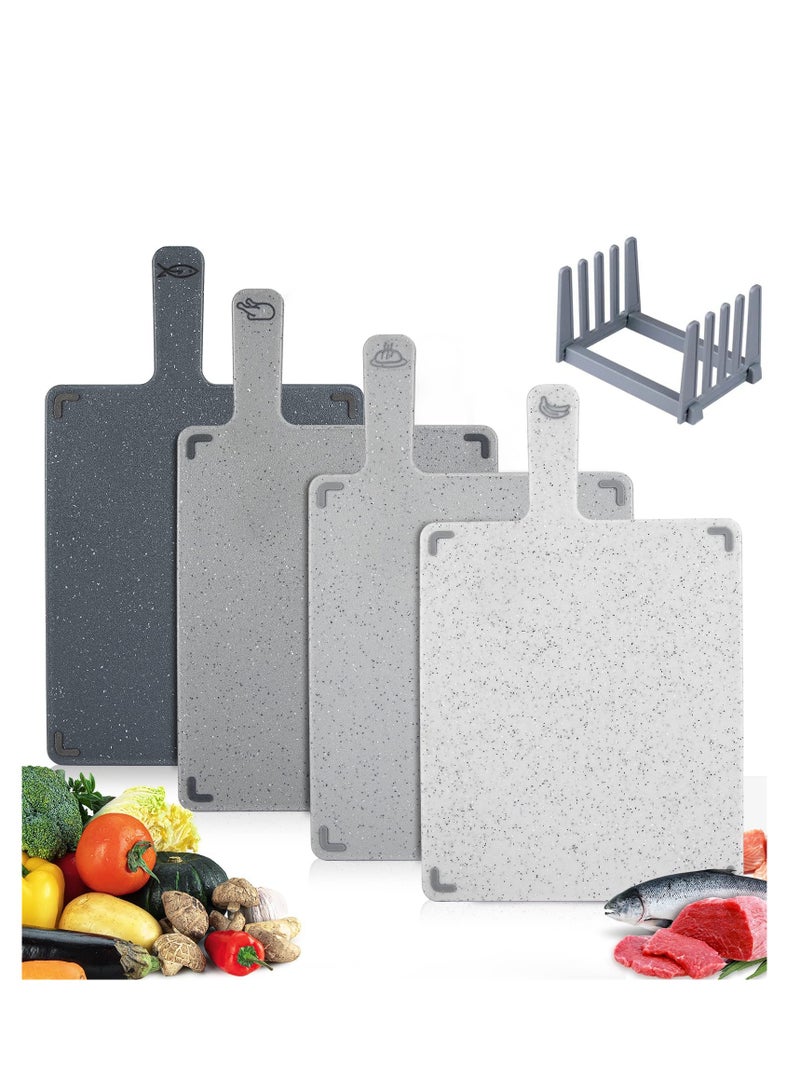 Durable Plastic Chopping Board Set with Stand, Dishwasher Safe & BPA Free, Flexible Small Cutting Boards for Kitchen & Camping Accessories - Image 1