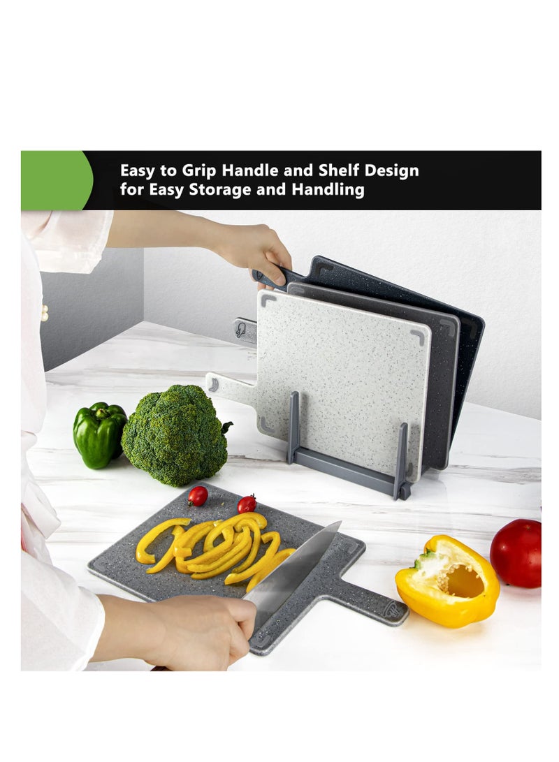 Durable Plastic Chopping Board Set with Stand, Dishwasher Safe & BPA Free, Flexible Small Cutting Boards for Kitchen & Camping Accessories - Image 2