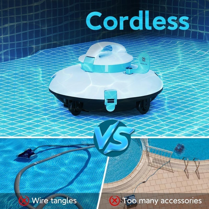 PoolMr Cordless Robotic Pool Cleaner - Above Ground Pool Vacuum - 15Kpa Strong Suction, 52 Ft/Min Speed, Dual-Motor, Self-Parking, Ideal for Flat Swimming Pools, Teal(2025 Version) - Image 5