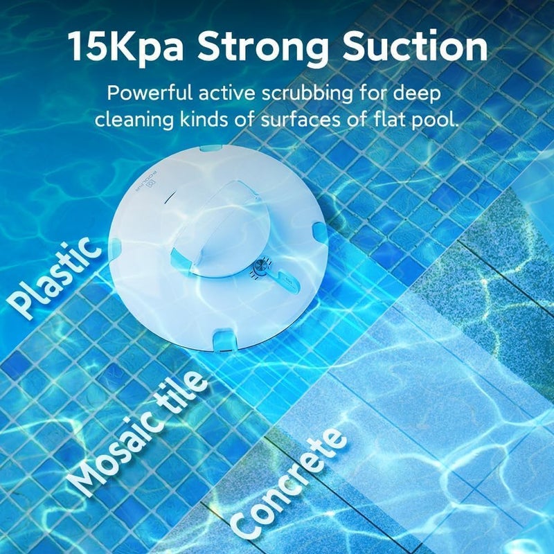 PoolMr Cordless Robotic Pool Cleaner - Above Ground Pool Vacuum - 15Kpa Strong Suction, 52 Ft/Min Speed, Dual-Motor, Self-Parking, Ideal for Flat Swimming Pools, Teal(2025 Version) - Image 2