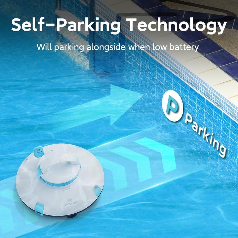 PoolMr Cordless Robotic Pool Cleaner - Above Ground Pool Vacuum - 15Kpa Strong Suction, 52 Ft/Min Speed, Dual-Motor, Self-Parking, Ideal for Flat Swimming Pools, Teal(2025 Version) - Image 4