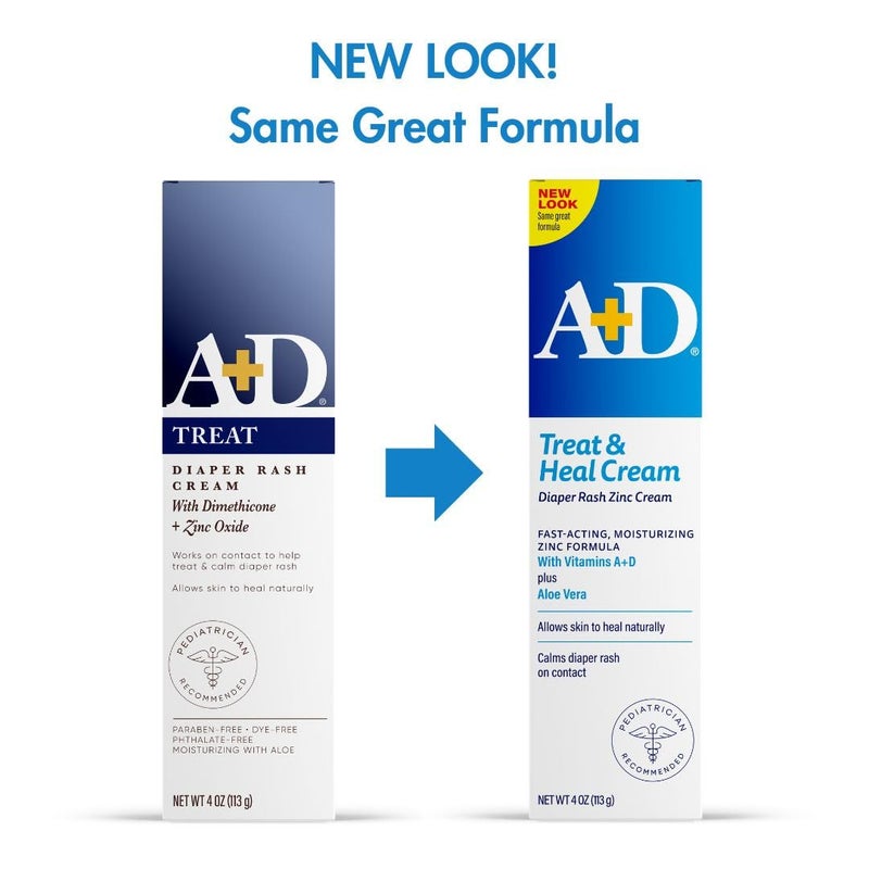 A + D A+D Zinc Oxide Diaper Rash Treatment Cream, Dimethicone 1%, Zinc Oxide 10%, Easy Spreading Baby Rash Cream, 4 Ounce Tube (Packaging May Vary) - Image 3