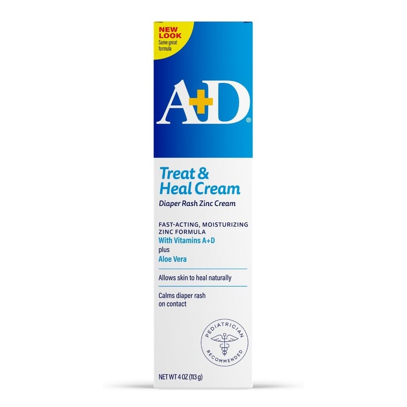 A + D A+D Zinc Oxide Diaper Rash Treatment Cream, Dimethicone 1%, Zinc Oxide 10%, Easy Spreading Baby Rash Cream, 4 Ounce Tube (Packaging May Vary) - Image 1