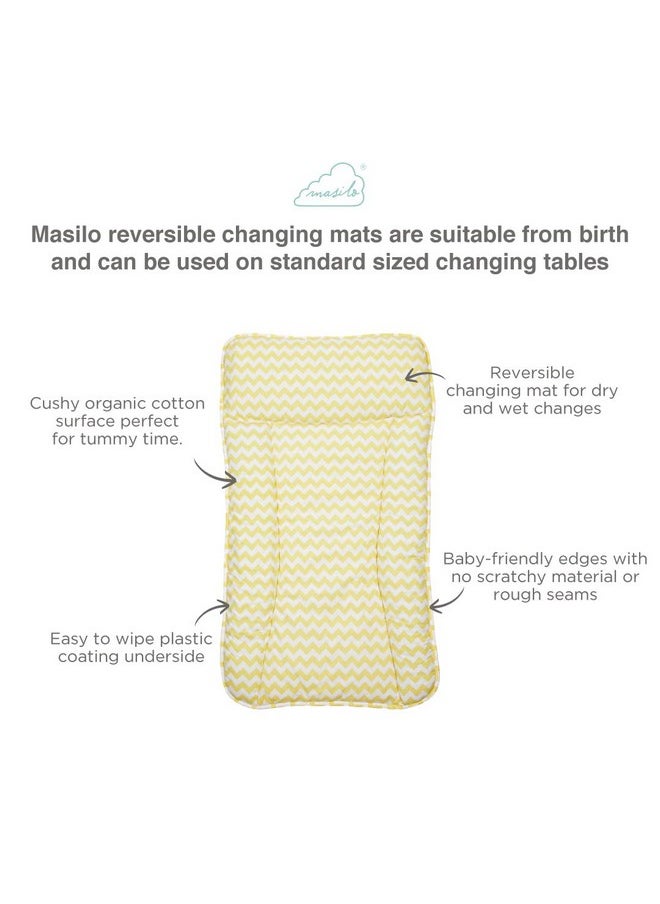 Masilo Organic Cotton Baby Changing Mat For Newborn Baby Essentials Unisex Chevron Yellow  - Image 2