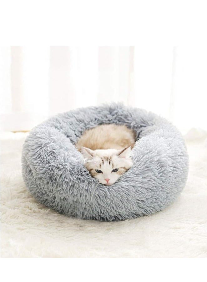 HAPPY PUSS Pet soft bed , comfortable round bed , portable ,lightweight, easy to wash.  suitable for small, medium and large cats and dogs. Grey color - Image 3