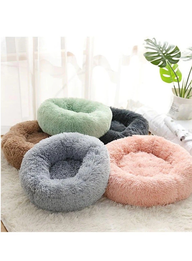 HAPPY PUSS Pet soft bed , comfortable round bed , portable ,lightweight, easy to wash.  suitable for small, medium and large cats and dogs. Grey color - Image 2