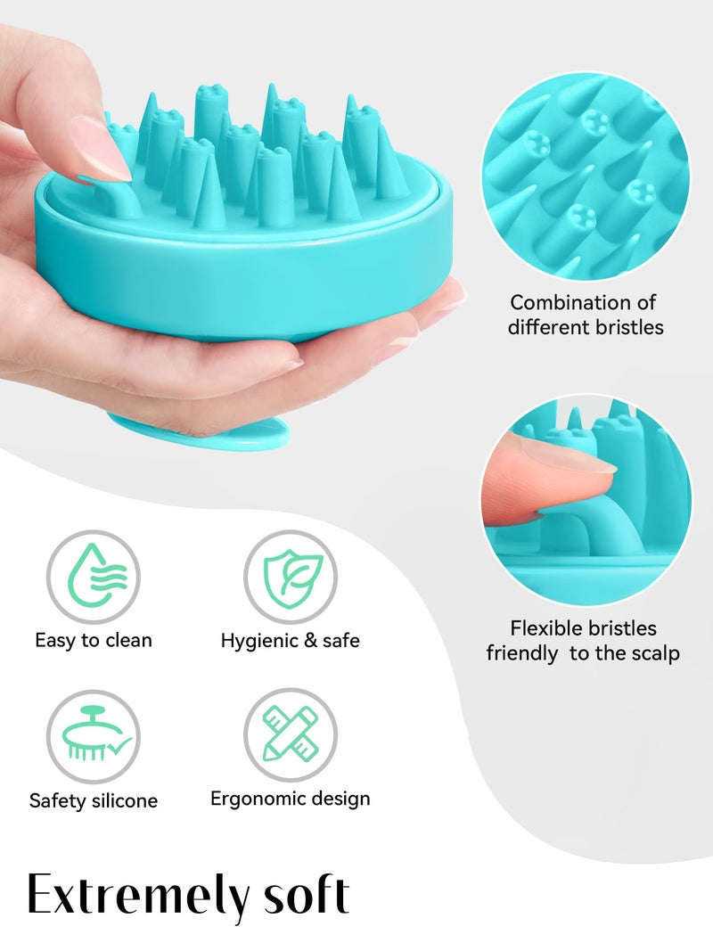 HEETA Hair Scalp Massager for Hair Growth, Shampoo Brush, Scalp Scrubber Exfoliator with Soft Silicone Bristles for Dandruff Removal to Relieve Stress, Wet Dry Use, Green - Image 2