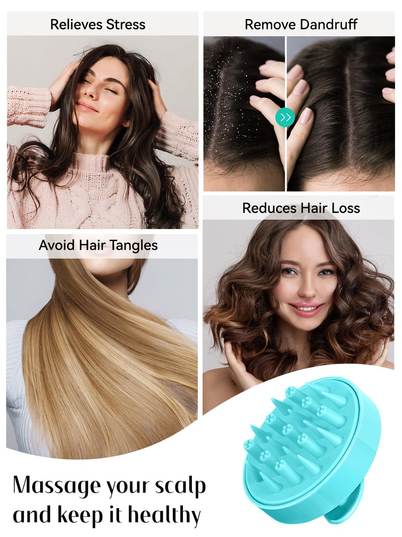 HEETA Hair Scalp Massager for Hair Growth, Shampoo Brush, Scalp Scrubber Exfoliator with Soft Silicone Bristles for Dandruff Removal to Relieve Stress, Wet Dry Use, Green - Image 4