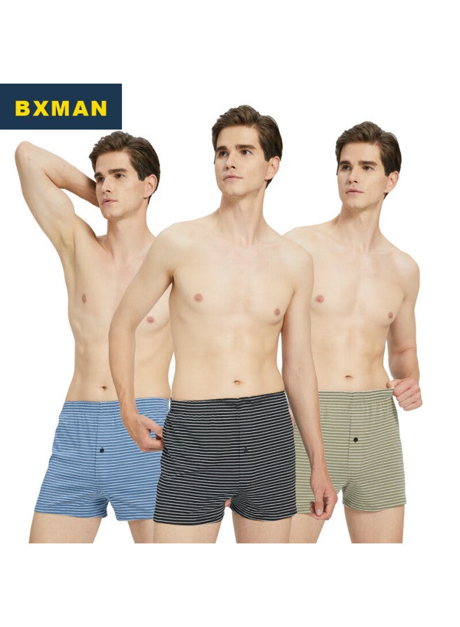 Bxman Pure Cotton Loose Boxer Briefs For Men, Knitted Elastic Aro Pants, Plus Size, 3 Pairs B91315, 175l - Image 1