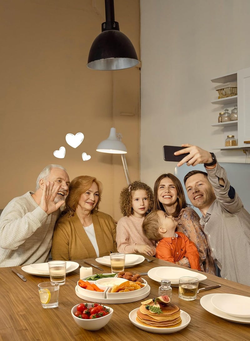 Sweese أطباق تقديم خزفية مقسمة، صينية مخللات، وعاء تقديم للحفلات - مثالية للشيبس والصلصة، الخضار، الحلوى والوجبات الخفيفة، بيضاء - Image 3