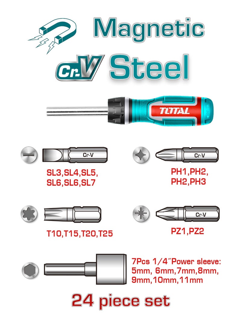 TOTAL Multi-Function Screwdriver Set with 23 Accessories - Image 2
