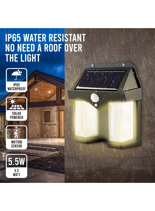 مصباح حائط شمسي بلاستيكي مع مستشعر حركة، مصباح خارجي مقاوم للماء LED تنجستن، 3 أوضاع، بطارية 1200 مللي أمبير - Image 5