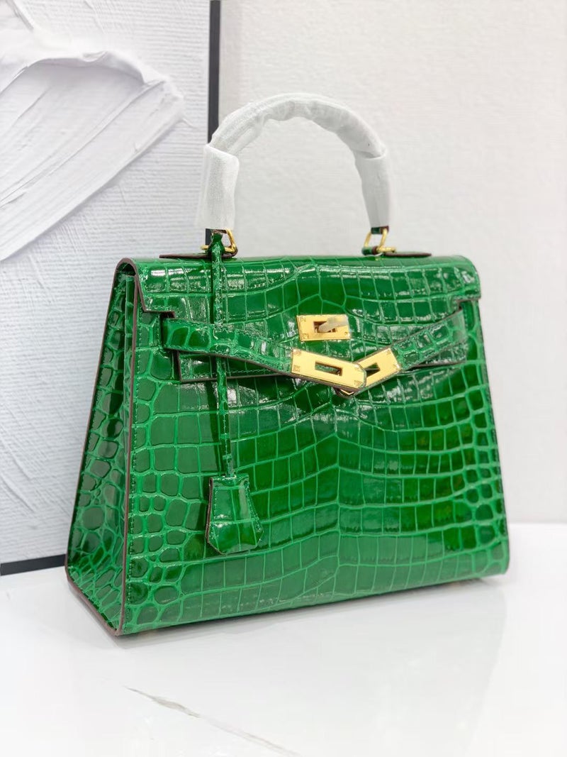 New Style Leather Bag Fashion Cowhide Women'S Bag Platinum Portable Crossbody Shoulder Bag Kelly Crocodile Pattern - Image 1