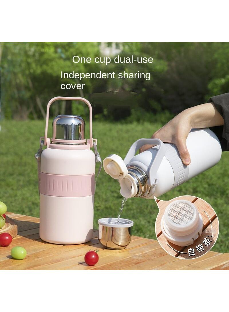 Y&D 1200ML Large Capacity Double Layer 316 Stainless Steel Travel Outdoor Camping Thermos Cup Coffee Thermo with 1 cups, Insulated Water Bottle, Stainless Steel Vacuum Flask Set for Hot and Cold Drinks, Gifts Box - Image 2