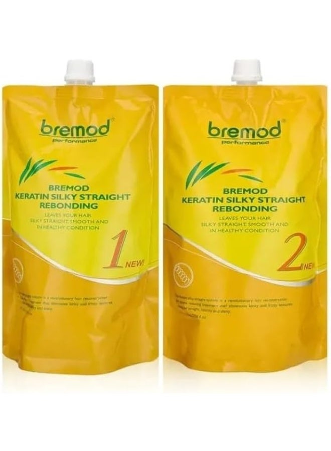 بريمود مجموعة إعادة ربط الشعر بالكيراتين الحريري المستقيم (2 × 800 مل) - Image 1