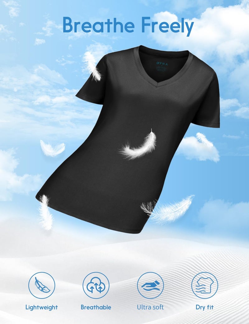Opna Women's Short Sleeve Moisture Wicking Athletic Shirts Black - Image 4