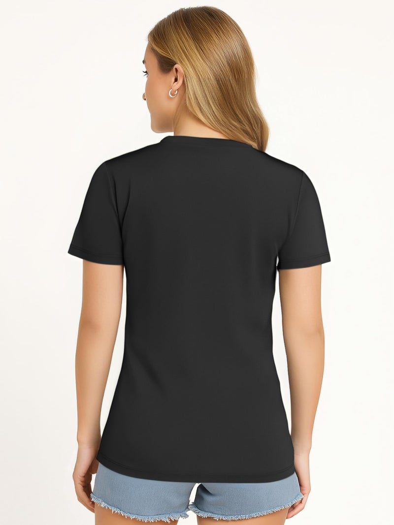 Opna Women's Short Sleeve Moisture Wicking Athletic Shirts Black - Image 3