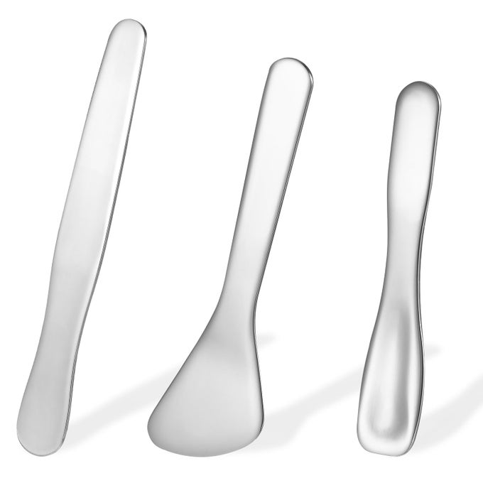 3 PCS MINI METAL COSMETIC SPATULA REUSABLE SKIN CARE SPOON BEAUTY SCOOP SPATULA MULTIFUNCTIONAL FACIAL APPLICATOR TOOL FOR SKIN CARE CREAMS EYE CREAM ESSENCES BEAUTY ACCESSORIES