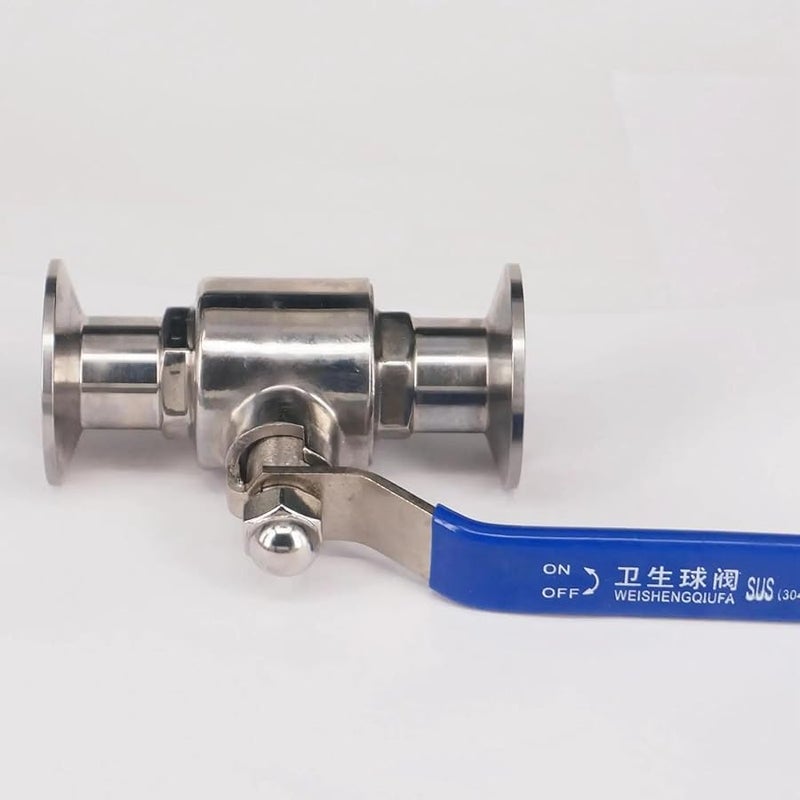 1.5 بوصة صمام كرة من الفولاذ المقاوم للصدأ 304 مع وصلة ثلاثية ومشبك فيريل 1 بوصة - Image 3