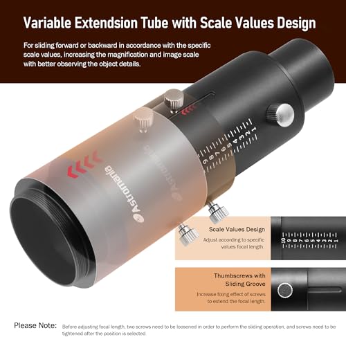 Astromania Upgrated Telescope Camera Adapter - Variable Projection Adapter 1.25 inch Extension Tube Kit for Prime Focus and Eyepiece Projection Astrophotography with Refractors or Reflector Telescopes - Image 5